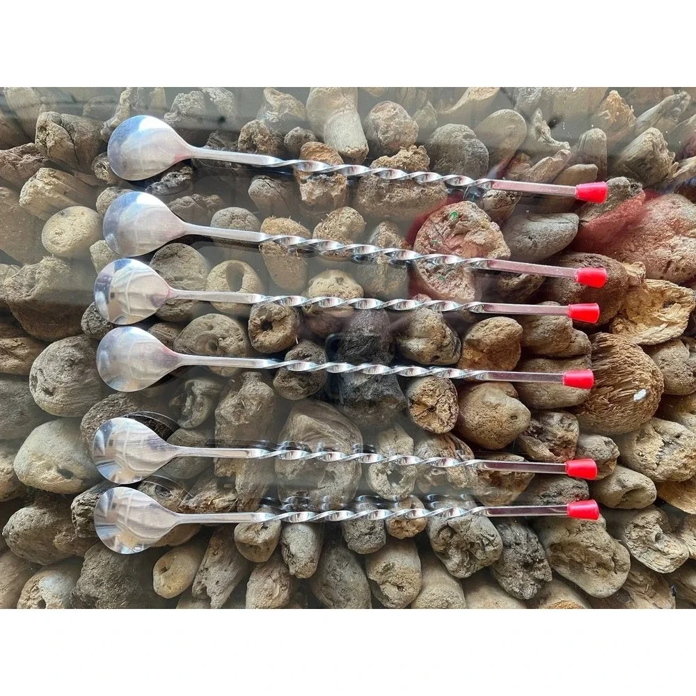 Vintage‎ Stainless Steel Cocktail Muddler/Stirring Spoon Mixing Tool Red Handled